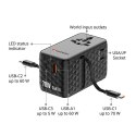 Verbatim, Uniwersalny adapter podróżny Charge ,n, Travel 1x USB-C, 1X USB-A + 2x zintegrowane kable USB-C, czarna, 70 W