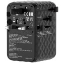 Verbatim, Uniwersalny adapter podróżny Charge ,n, Travel 2x USB-C, 2X USB-A + 1x zintegrowany kabel USB-C, czarna, 100 W