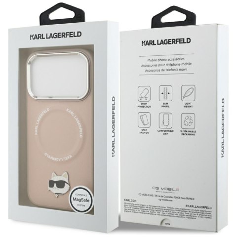 Etui Karl Lagerfeld Choupette Pin MagSafe do iPhone 17 Pro Max różowy