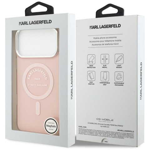 Etui Karl Lagerfeld IML Karl RSG Logo MagSafe do iPhone 17 Pro Max różowy