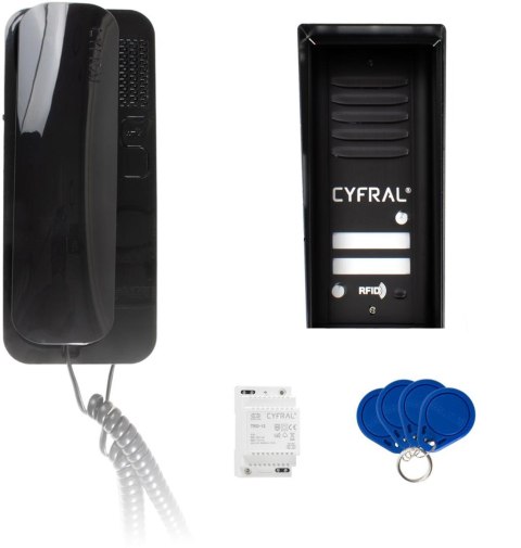 Domofon CYFRAL COSMO 2-lokatorki czarna kaseta czarne unifony