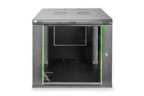 Szafa sieciowa wisząca DYNAmic 19" 9U rack 600x600, drzwi szyba, czarny, niedzielona, złożona, 60kg