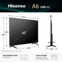 Telewizor Hisense 43A6Q LED 43'' 4K Ultra HD VIDAA Dolby Vision DVB-T2 Czarny