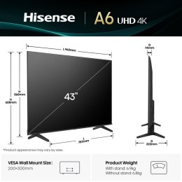 Telewizor Hisense 43A6Q LED 43'' 4K Ultra HD VIDAA Dolby Vision DVB-T2 Czarny
