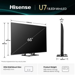 Telewizor Hisense 65U7Q ULED 65'' 4K Ultra HD VIDAA Dolby Atmos DVB-T2 Czarny