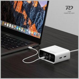 Stacja ładująca 4smarts Desk Charger GaN Screen 100W 3xUSB-C+2xUSB-A biały