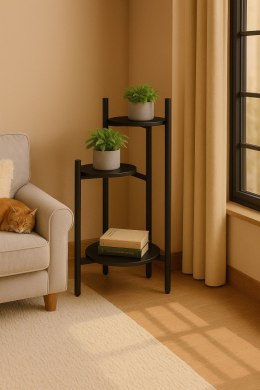 Kwietnik stojący stojak na kwiaty ozdoby 3 poziomy czarny ModernHome