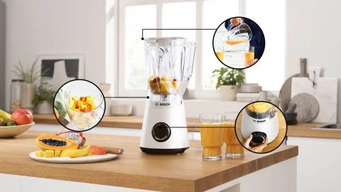 Blender Bosch MMB6141W VitaPower Seria 4 Blat stołu 1200 W Materiał słoika Tritan Pojemność słoika 1,5 L Biały