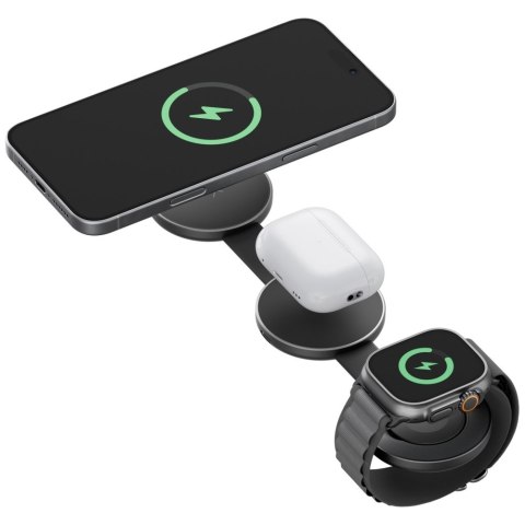 Ładowarka indukcyjna Energea Alumag Trio 3w1 Qi2 15W grafitowy