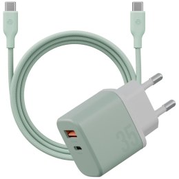 Ładowarka sieciowa Bazic GoPort Velox Kit USB-C/USB-A GaN 35W z kablem zielony
