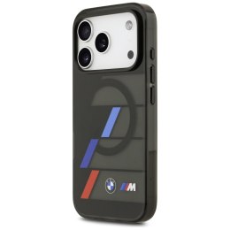 Etui BMW M IML Metal Buttons Tricolor Lines MagSafe do iPhone 17 Pro czarny