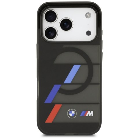 Etui BMW M IML Metal Buttons Tricolor Lines MagSafe do iPhone 17 Pro czarny