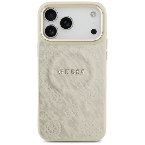 Etui Guess Peony Hot Stamp MagSafe do iPhone 17 Pro Max beżowy