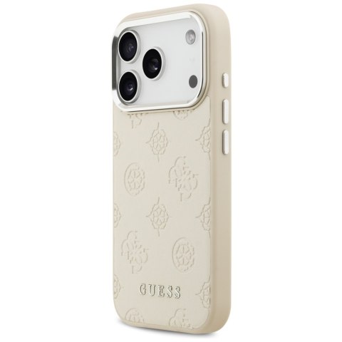 Etui Guess Peony Hot Stamp Script MagSafe do iPhone 17 Pro beżowy