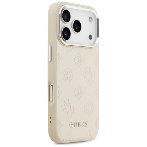 Etui Guess Peony Hot Stamp Script MagSafe do iPhone 17 Pro beżowy
