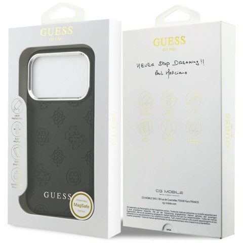 Etui Guess Peony Hot Stamp Script MagSafe do iPhone 17 Pro czarny