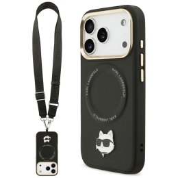 Etui Karl Lagerfeld Big Strap Choupette Metal Logo MagSafe do iPhone 17 Pro czarny