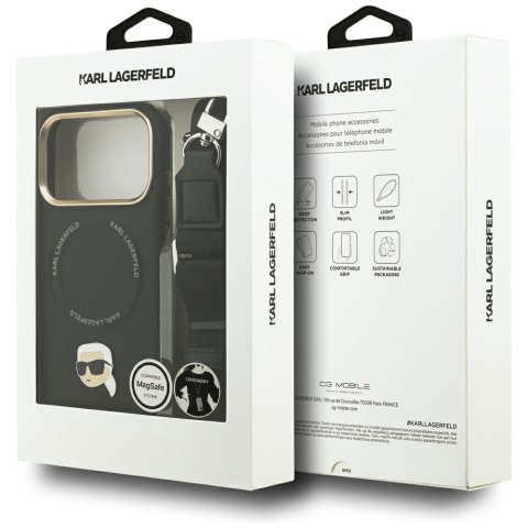 Etui Karl Lagerfeld Big Strap Karl Metal Logo MagSafe do iPhone 17 Pro Max czarny
