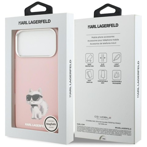 Etui Karl Lagerfeld IML Aquarelle Choupette & Logo MagSafe do iPhone 17 Pro różowy