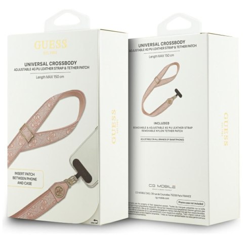 Uniwersalna smycz Guess Universal CBDY 4G Tether Patch Strass Metal Logo różowy