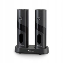 Elektryczny młynek do soli i pieprzu akumulatorowy USB zestaw 2 sztuki regulacja mielenia podświetlenie