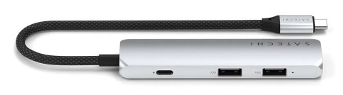 Satechi 4-w-1 USB-C Slim Multiport Adapter 4K - aluminiowy adapter do urządzeń mobilnych USB-C (USB-C, 4K HDMI, 2x USB-A) (silve