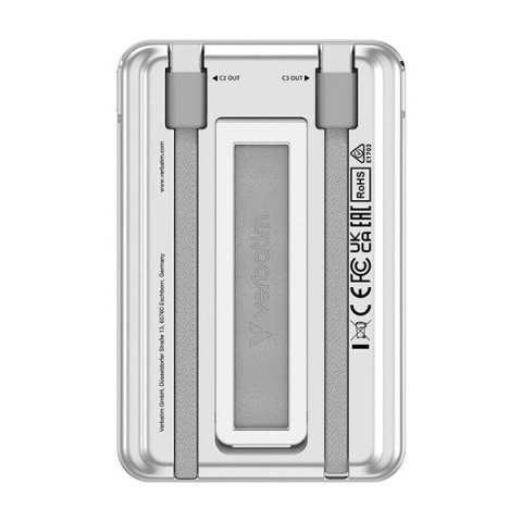 Verbatim, powerbank z bezprzewodowym ładowaniem, 5V, ładowanie telefonu, 32276, 5 000mAh, Mocowanie magnetyczne, srebrna