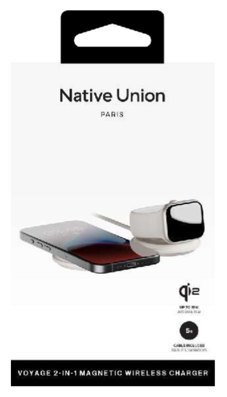 Bezprzewodowa ładowarka podróżna Qi2 15W do dwóch urządzeń kompatybilna z MagSafe (sandstone)