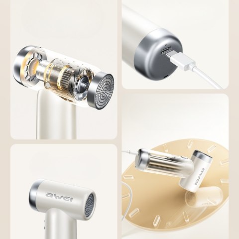 Wielofunkcyjny wiatrak AWEI F40 3w1 3300mAh biały