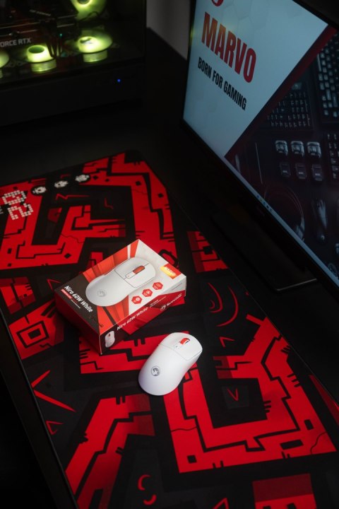 Mysz Marvo NIRO 60, biała, optyczna, 12000DPI, Tri-Mode