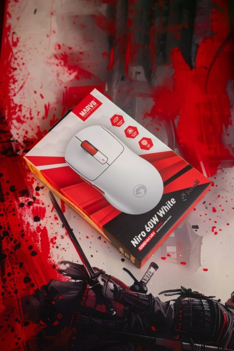 Mysz Marvo NIRO 60, biała, optyczna, 12000DPI, Tri-Mode