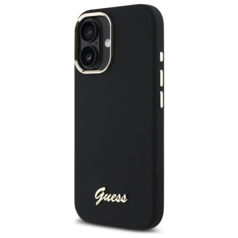 Guess GUHCP16MSMBSLK iPhone 16 Plus 6.7" czarny/black hardcase Silicone Script Metal Logo & Frame
