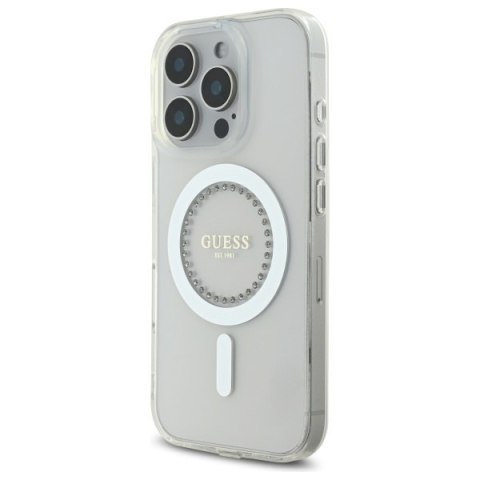 Guess GUHMP16XPFTDTEH iPhone 16 Pro Max 6.9" biały/white hardcase IML Rhinestones MagSafe