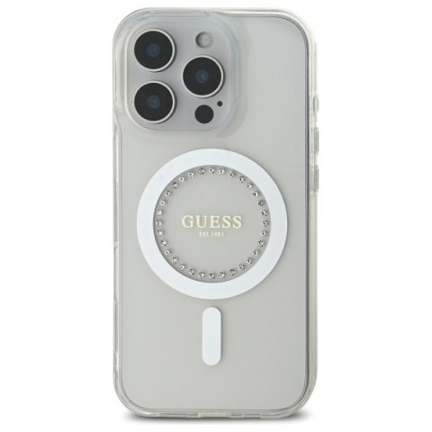 Guess GUHMP16XPFTDTEH iPhone 16 Pro Max 6.9" biały/white hardcase IML Rhinestones MagSafe