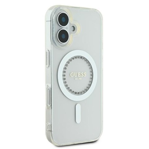 Guess GUHMP16SPFTDTEH iPhone 16 6.1" biały/white hardcase IML Rhinestones MagSafe