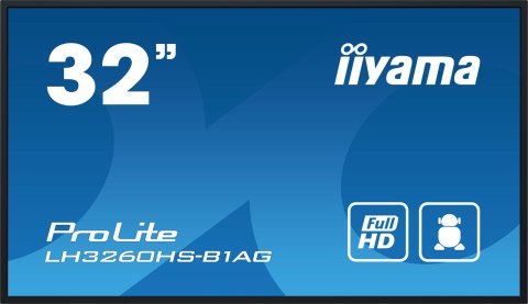 Monitor wielkoformatowy iiyama LH3260HS-B1AG A 80cm (31.5") LED Wi-Fi 500 cd/m2 Full HD Android 11 24/7 Czarna