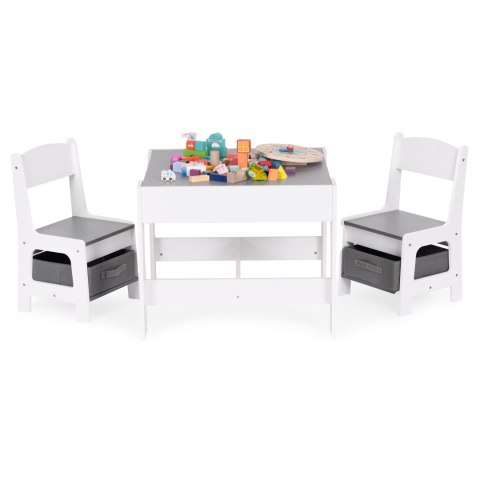 Zestaw mebli dla dzieci stolik + 2 krzesła tablica kredowa ECOTOYS