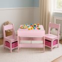 Zestaw mebli dla dzieci stolik + 2 krzesła tablica kredowa różowy ECOTOYS