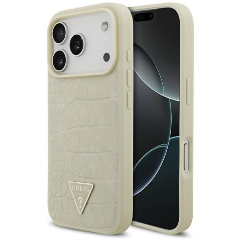 Etui Guess Croco Triangle Logo MagSafe do iPhone 17 Pro złoty