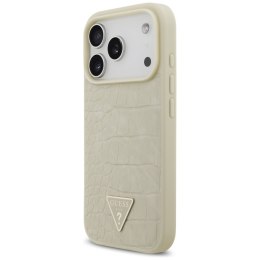 Etui Guess Croco Triangle Logo MagSafe do iPhone 17 Pro złoty