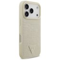 Etui Guess Croco Triangle Logo MagSafe do iPhone 17 Pro złoty