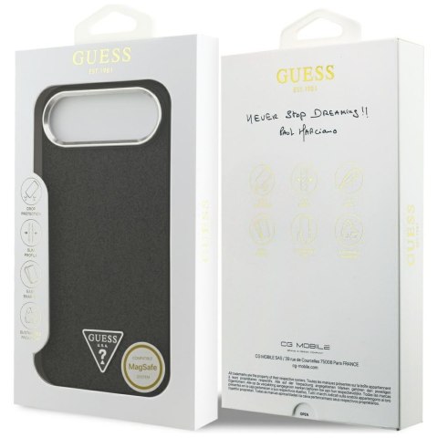 Etui Guess Glitter Triangle Logo MagSafe do iPhone Air czarny