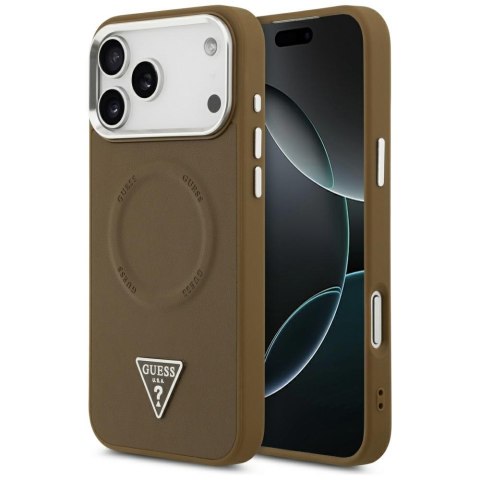 Etui Guess Triangle Logo MagSafe do iPhone 17 Pro brązowy