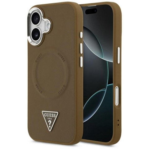 Etui Guess Triangle Logo MagSafe do iPhone 17 brązowy