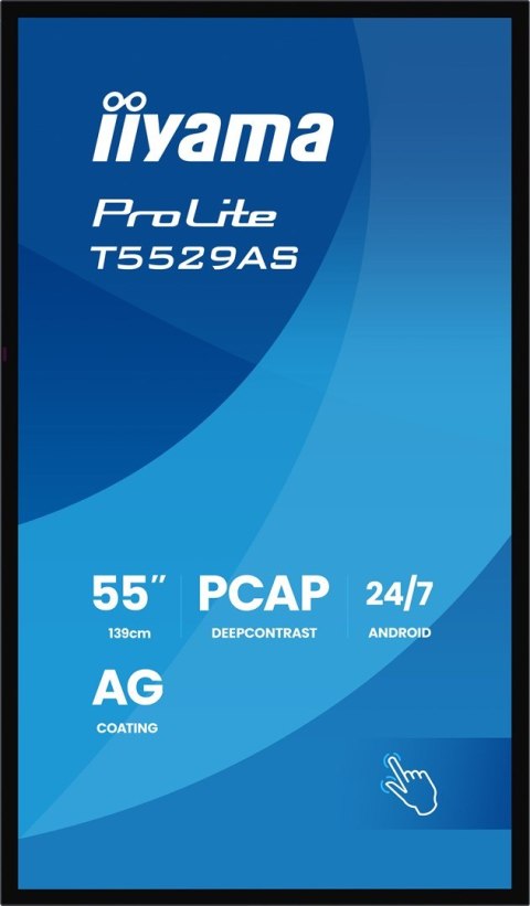 Monitor dotykowy IIYAMA 139cm (55") T5529AS-B1AG 16:9 M-Touch 2xHDMI+UBS-C (Speditionsversand)