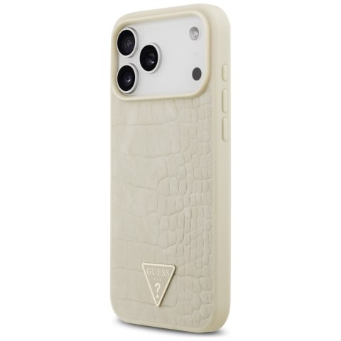 Etui Guess Croco Triangle Logo MagSafe do iPhone 17 Pro Max złoty