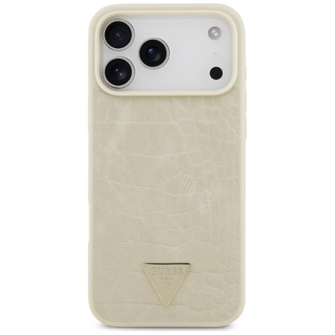Etui Guess Croco Triangle Logo MagSafe do iPhone 17 Pro Max złoty