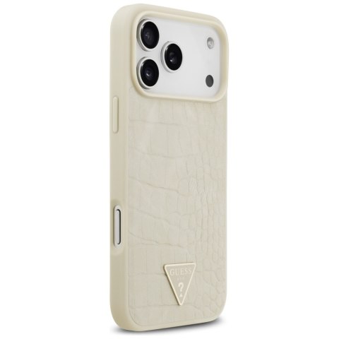 Etui Guess Croco Triangle Logo MagSafe do iPhone 17 Pro Max złoty