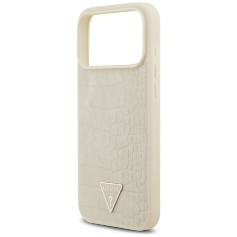 Etui Guess Croco Triangle Logo MagSafe do iPhone 17 Pro Max złoty