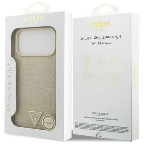 Etui Guess Croco Triangle Logo MagSafe do iPhone 17 Pro Max złoty